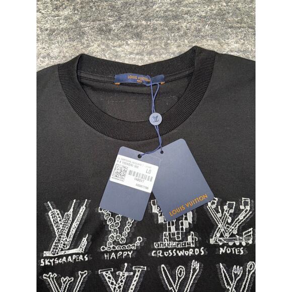 Louis Vuitton LV Cartoons Jacquard Black White Logo Short Sleeve T-Shirt Large L - Picture 6 of 13
